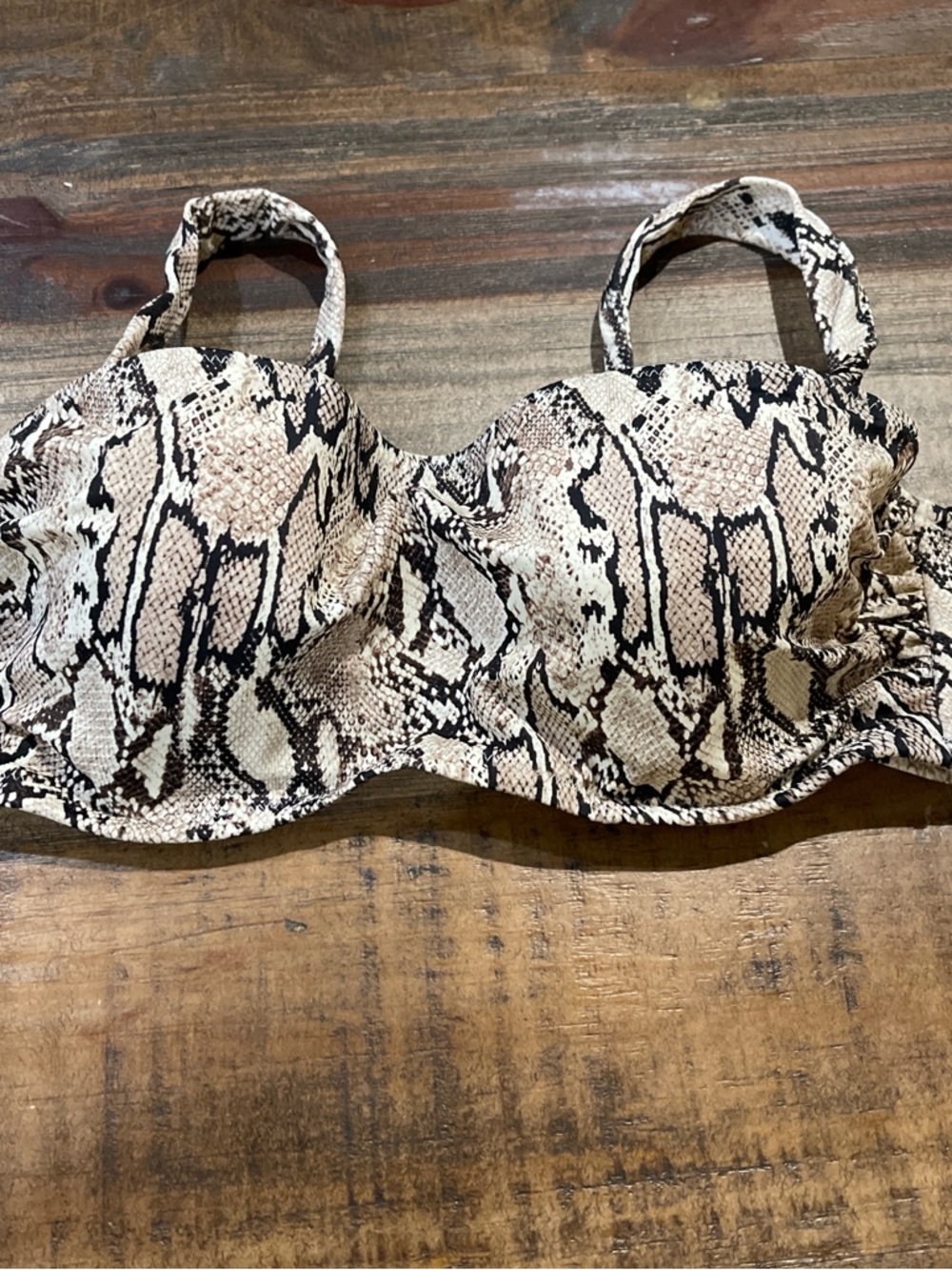 Shade & Shore Neutral Snake-Print Bikini Top